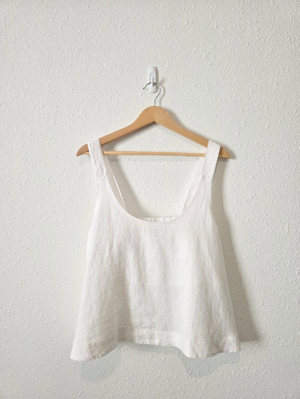 Athleta White Boxy Linen Tank L